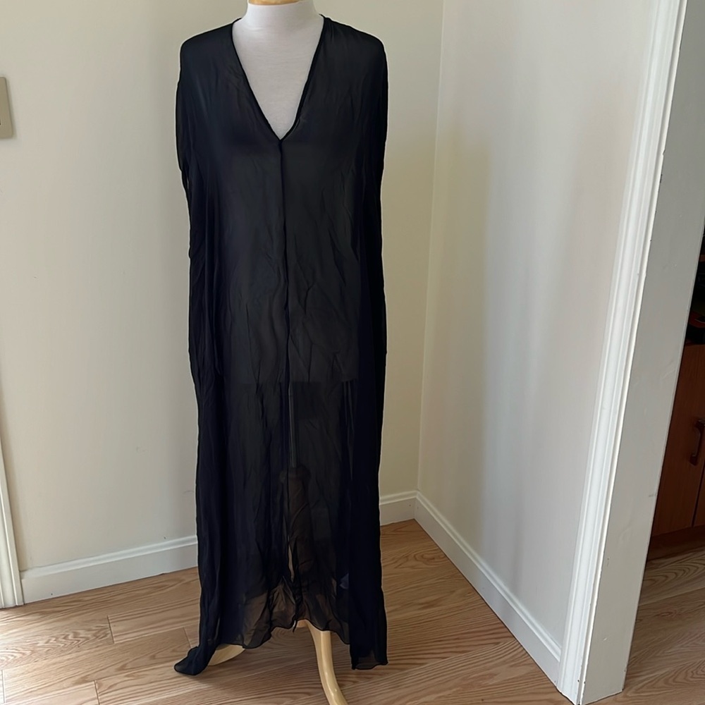 New! Zara medium black longline sheer loose fit blouse.